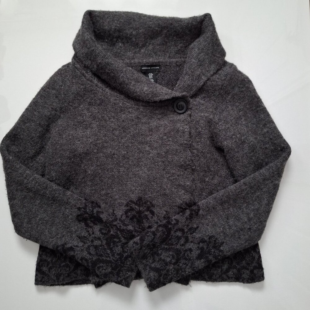 Adrienne Vittadini Grey Wool Blend Shawl/Cardigan Sweater